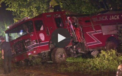3 firefighters injured after pumper truck rolls over in north St. Louis County