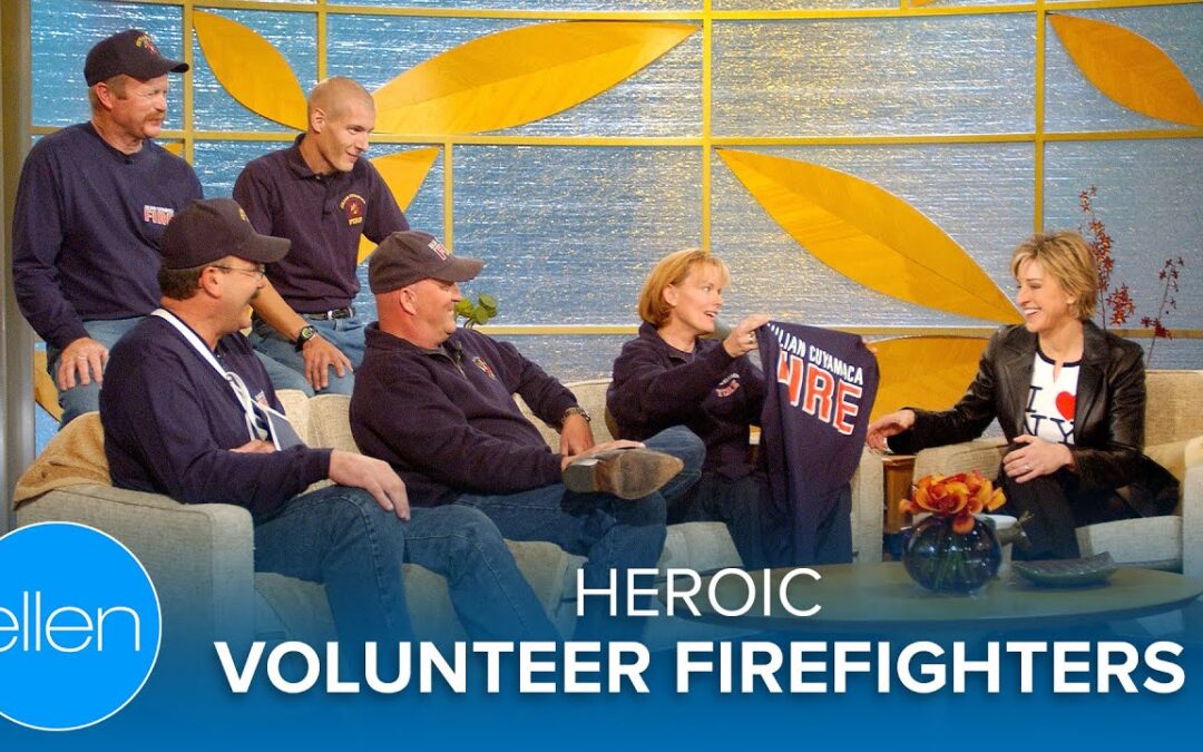 Ellen DeGeneres interviews California volunteer firefighters that lost homes